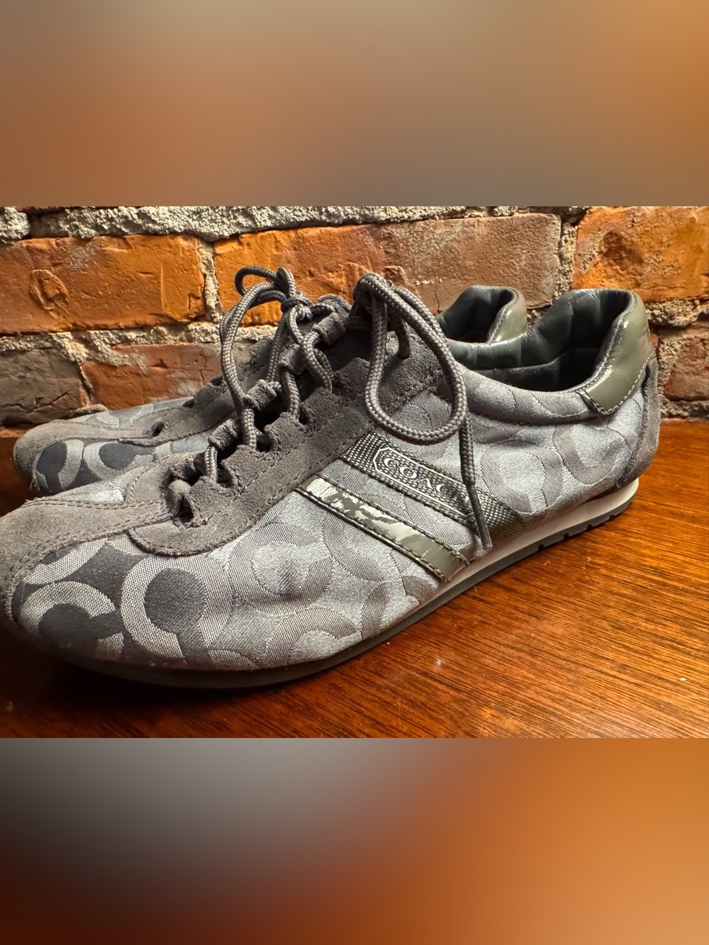 Coach Gray Signature C Jacquard Lace-Up Sneakers Size 8M